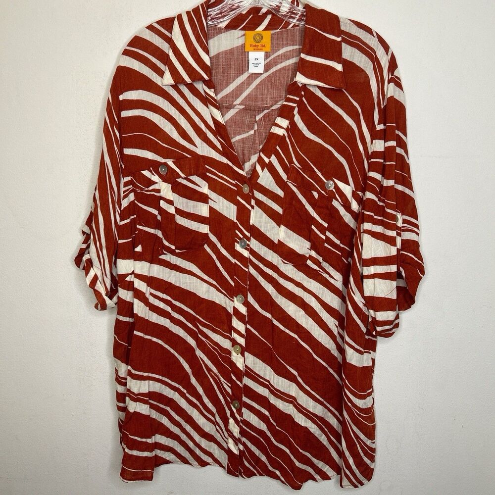 Ruby Rd. Womens Top Size 2X Button Front Lightweight Blouse Shirt